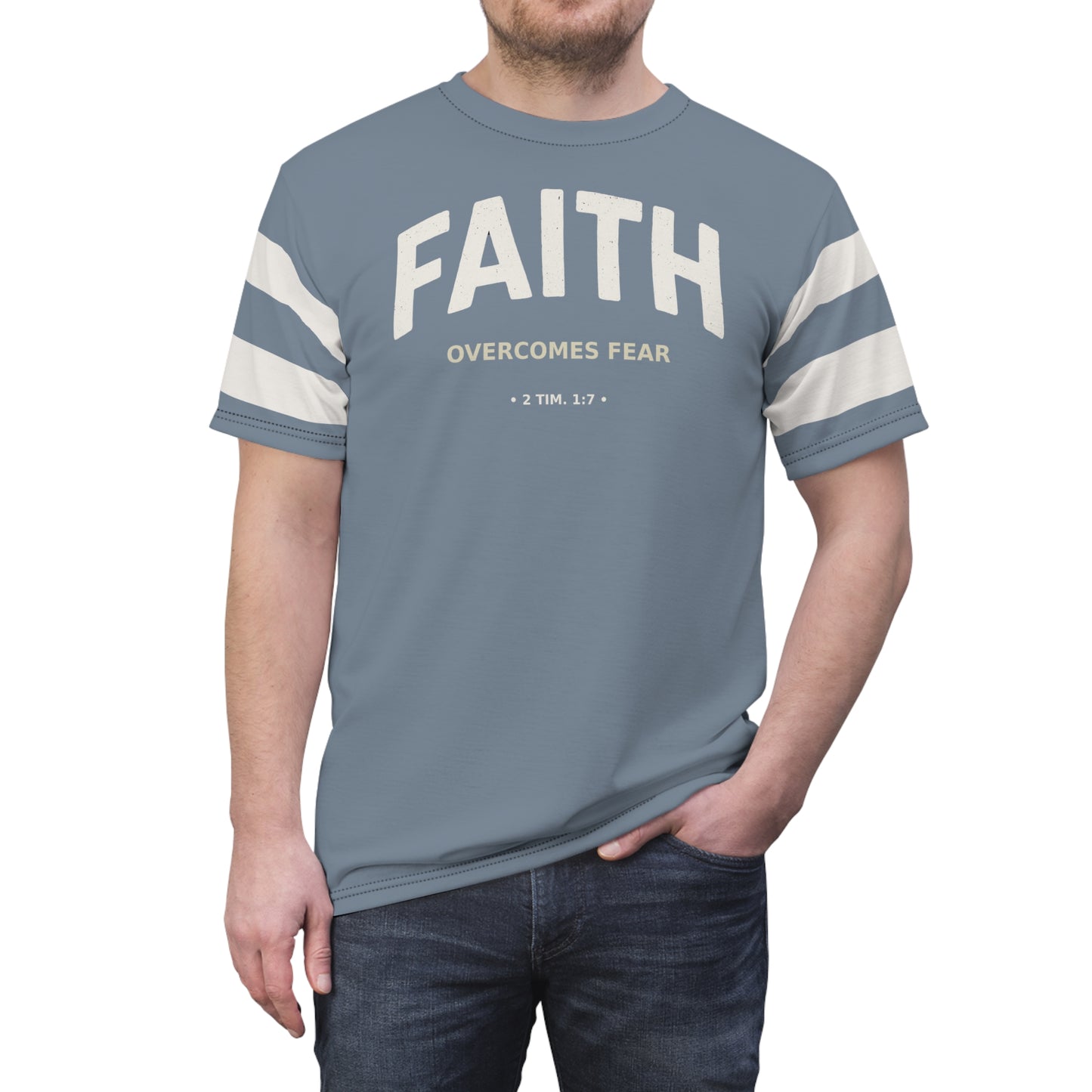 "Faith Overcomes Fear", Unisex Tee (Atlantic Grey)