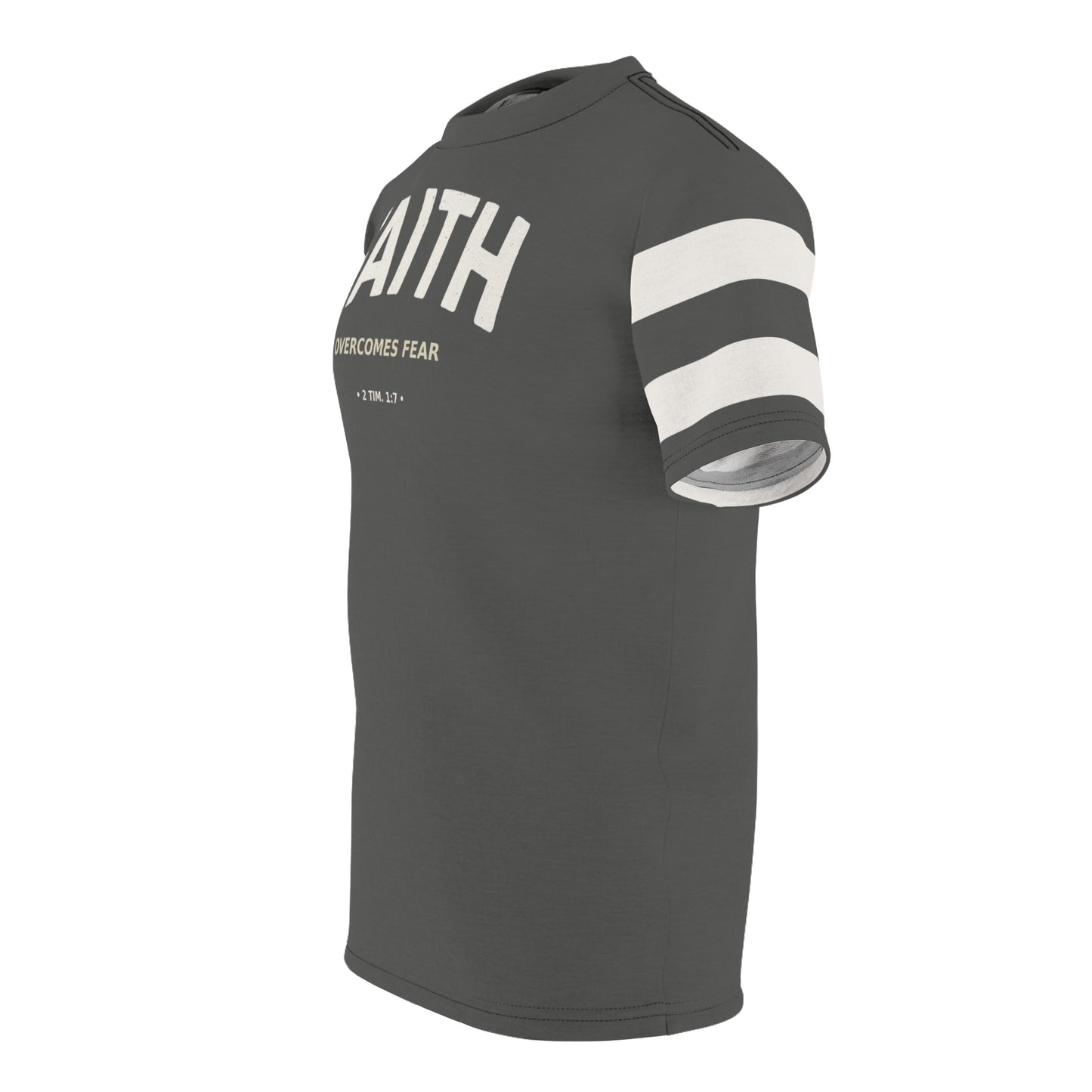 "Faith Overcomes Fear", Unisex Tee (Panzer Grey)
