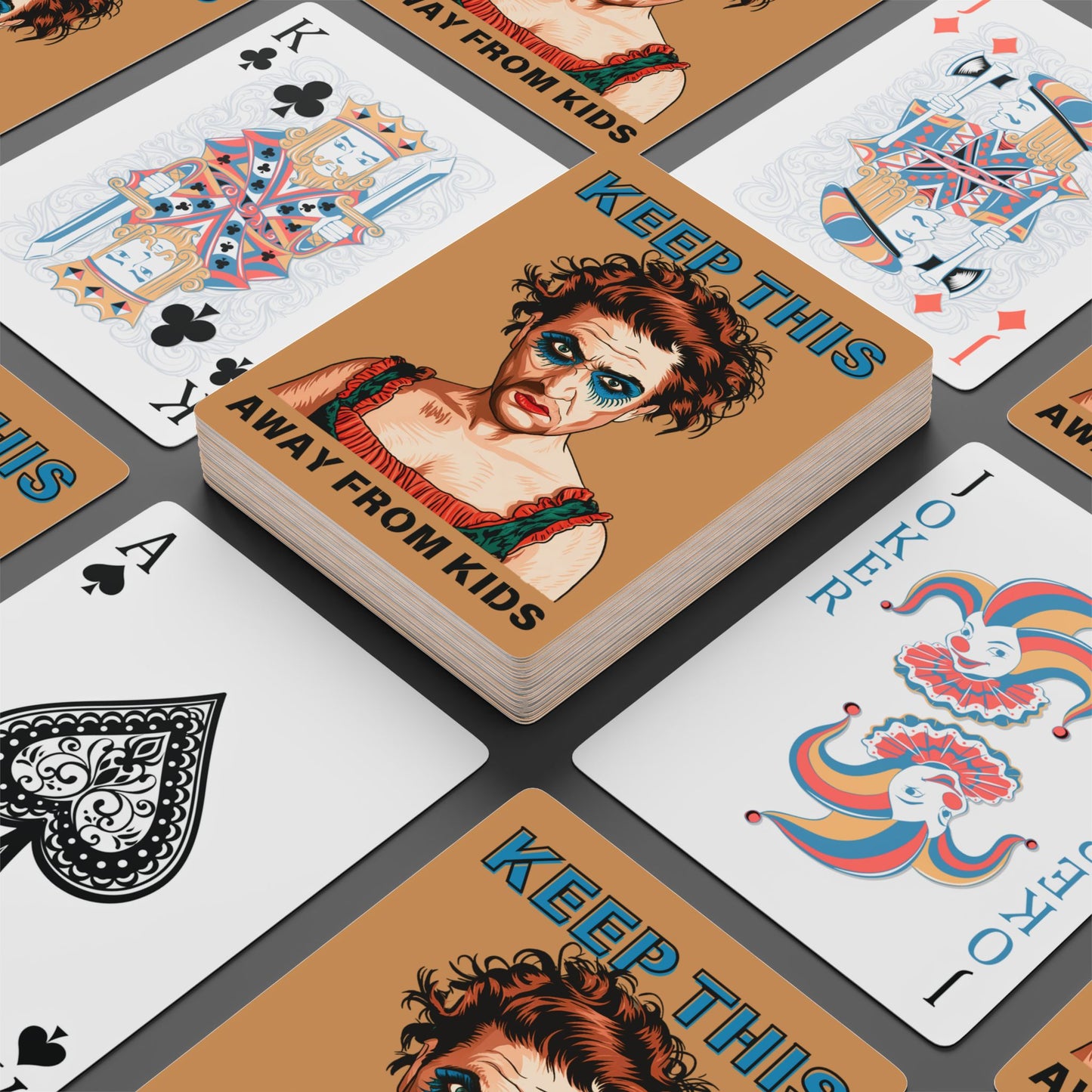 "Keep This Away from Kids", Cultural Playing Cards (Golden Brown)