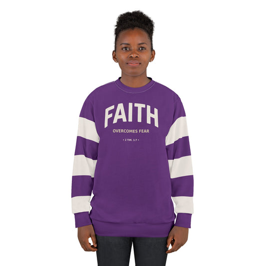 "Faith Overcomes Fear", Unisex Sweatshirt (Jacaranda Midnight)