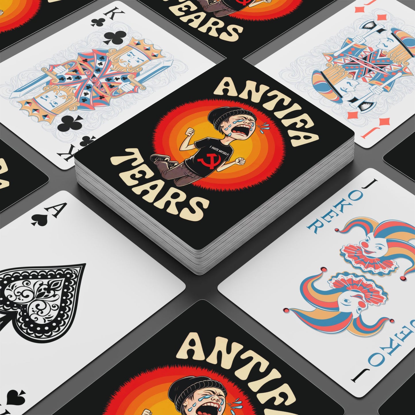 "Antifa Tears" #01, Political Playing Cards (Void Black)