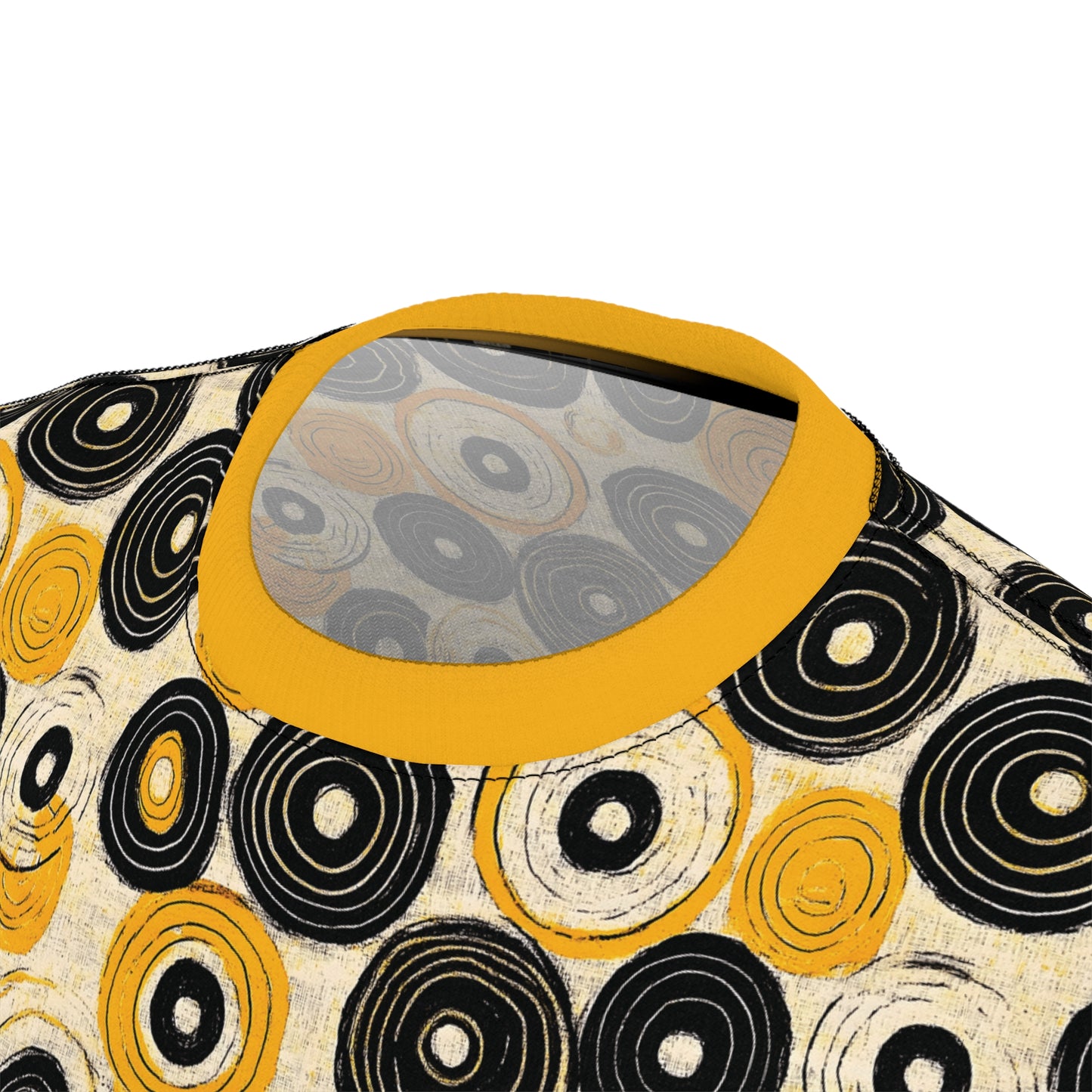 "Old 45's", Wearable Pattern Art Unisex Tee (Cyber Yellow Collar)
