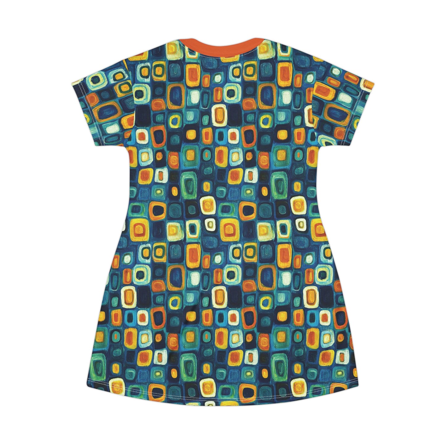 "Soul Mosaic", T-Shirt Dress (Metallic Orange Collar)