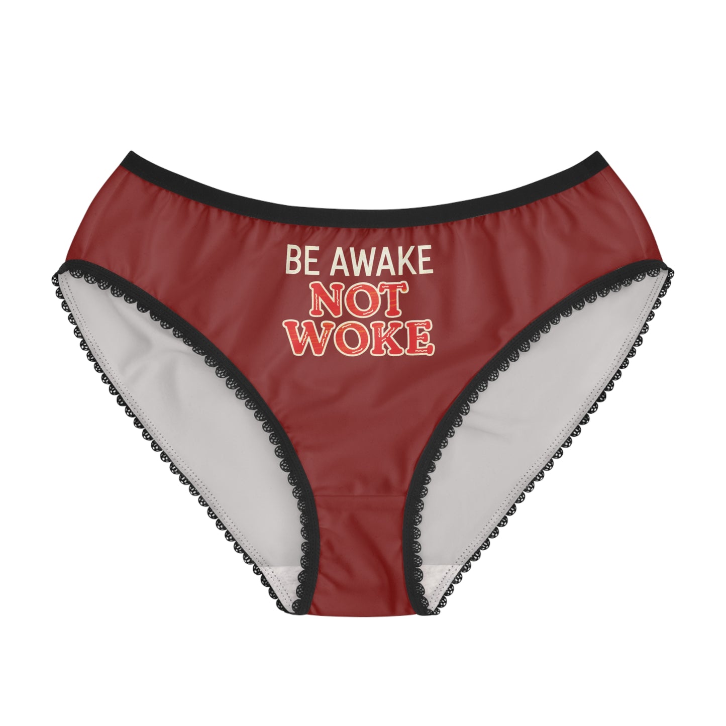 "Be Awake Not Woke" #10, Women's Briefs (Kindred Red)
