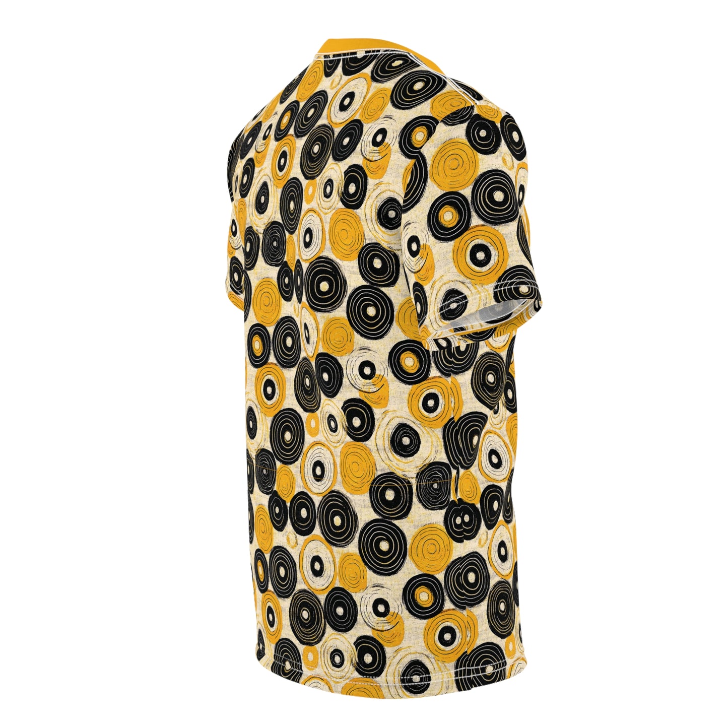 "Old 45's", Wearable Pattern Art Unisex Tee (Cyber Yellow Collar)