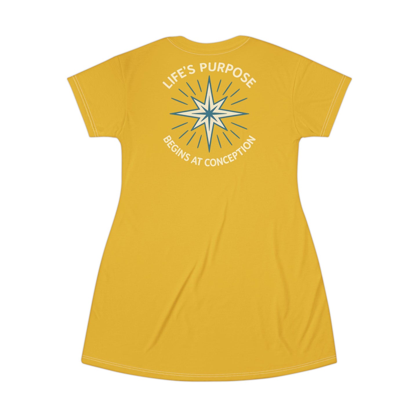 "Life's Purpose Begins at Conception #01", T-Shirt Dress (Gold Ore)