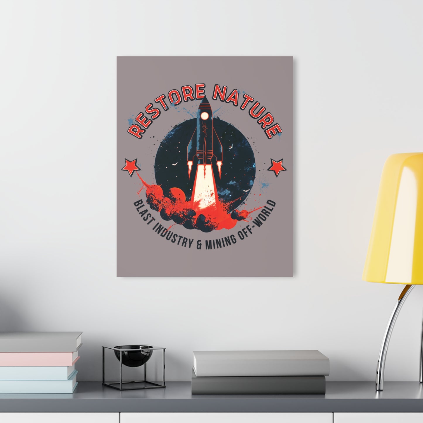 "Restore Nature", Acrylic Wall Prints (French Cleat Hanging) (Ash Pink Grey)