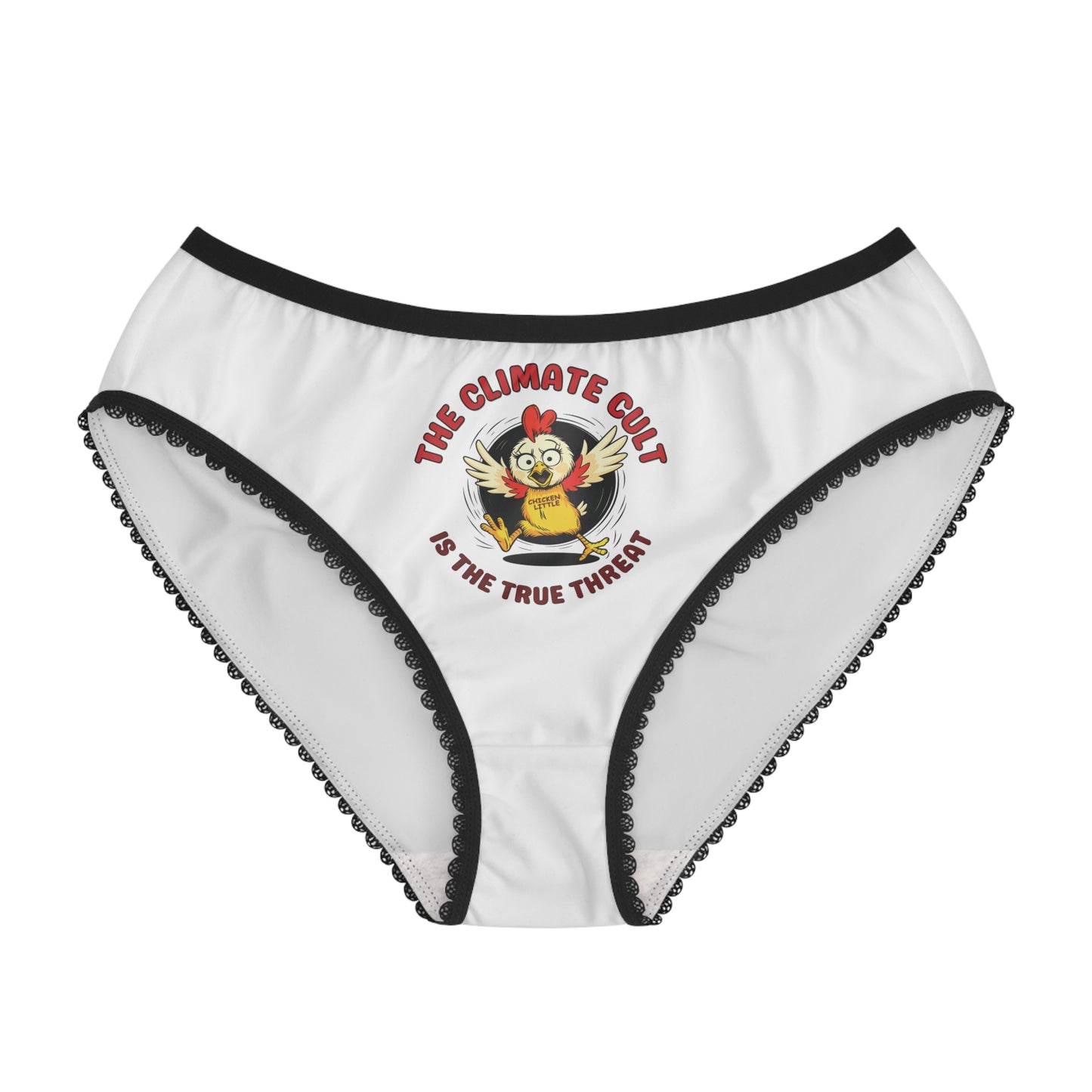 "The Climate Cult" (Chicken Little), Women's Briefs (Linen White)