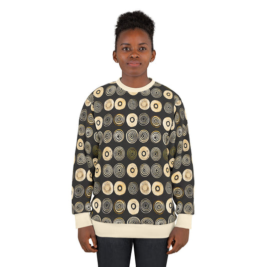"Punk Polka", Wearable Pattern Art Unisex Sweatshirt (Iced Almond Cuffs)