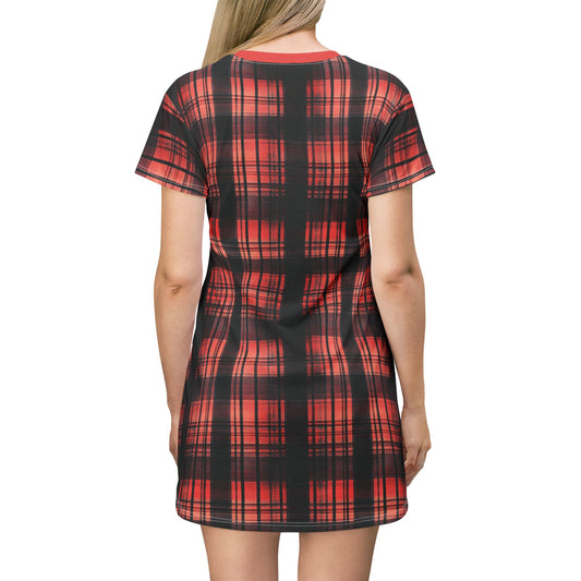 "Kin of Flame", T-Shirt Dress (Faded Red Collar)
