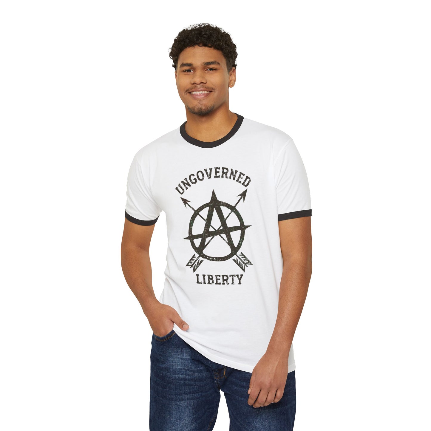 "Ungoverned Liberty", Unisex Cotton Ringer T-Shirt