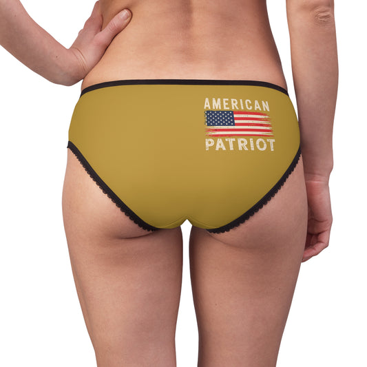 "American Patriot" with Flag #02, Women's Briefs (Satin Sheen Gold)