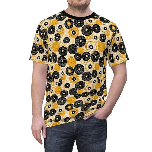 "Old 45's", Wearable Pattern Art Unisex Tee (70's Black Collar)