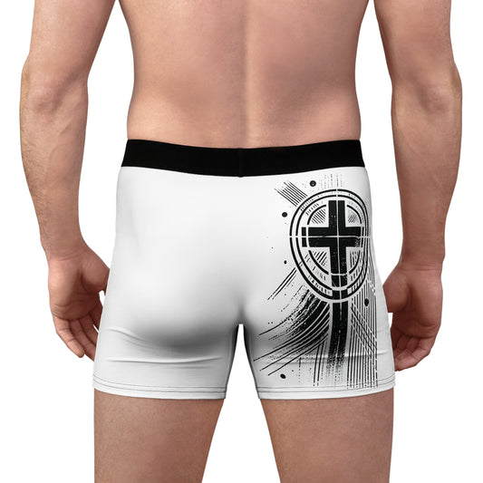 "Abstract High Cross", Men's Boxer Briefs (White)