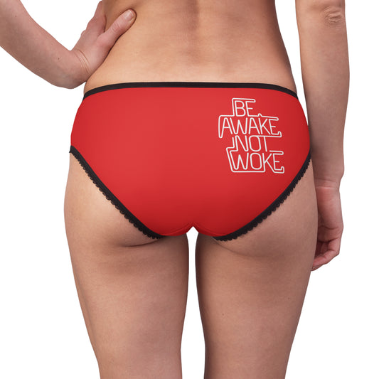 "Be Awake Not Woke" #1, Women's Briefs (Peterhouse Red)