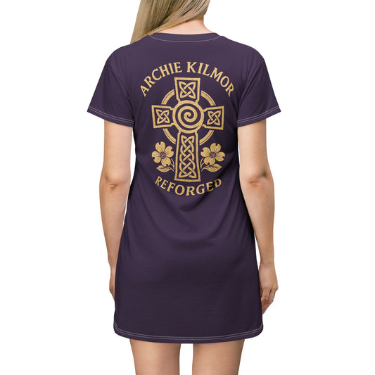 "Archie Kilmor Cross - Reforged" #01, Wearable Art T-Shirt Dress (Imperial Plum)