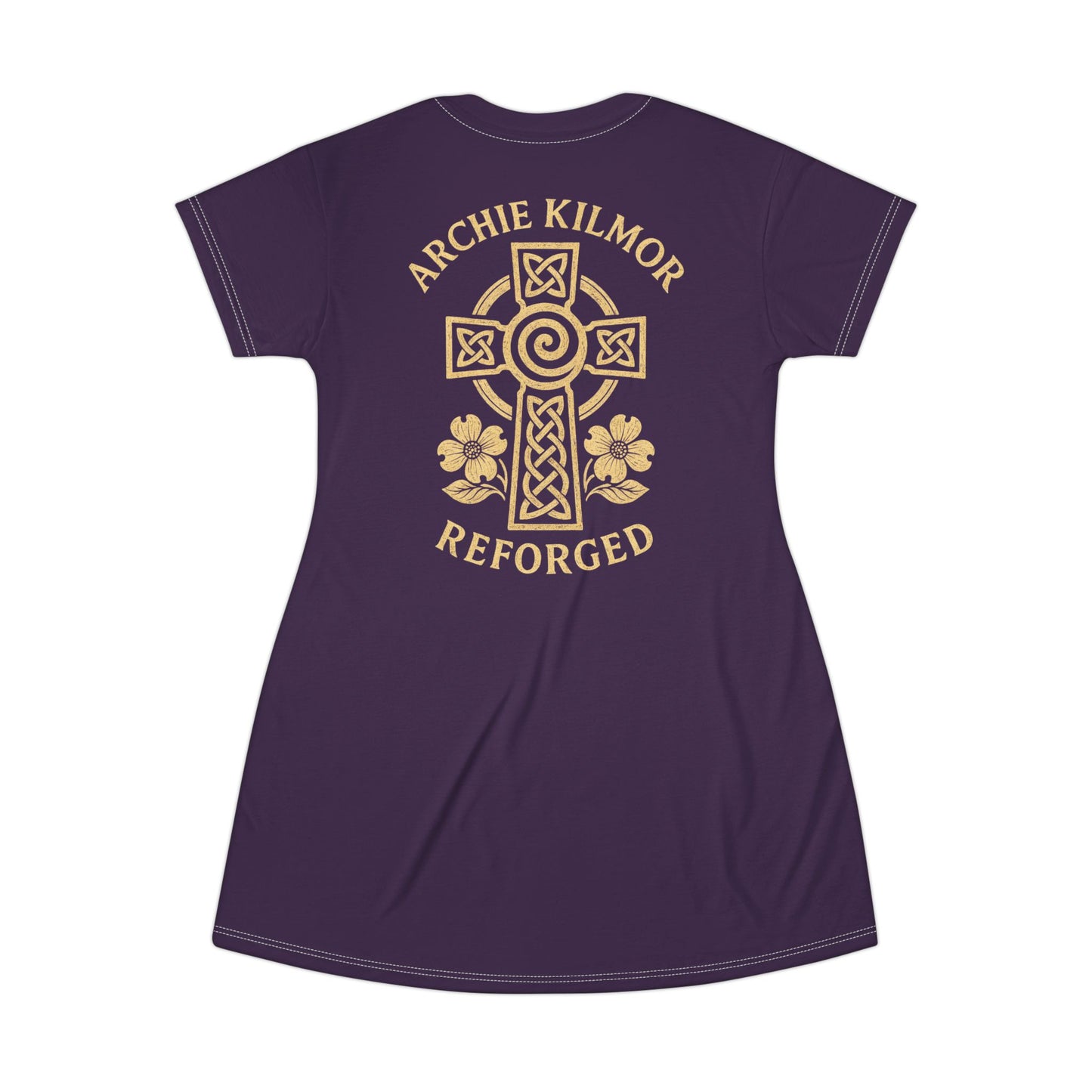 "Archie Kilmor Cross - Reforged" #01, Wearable Art T-Shirt Dress (Imperial Plum)