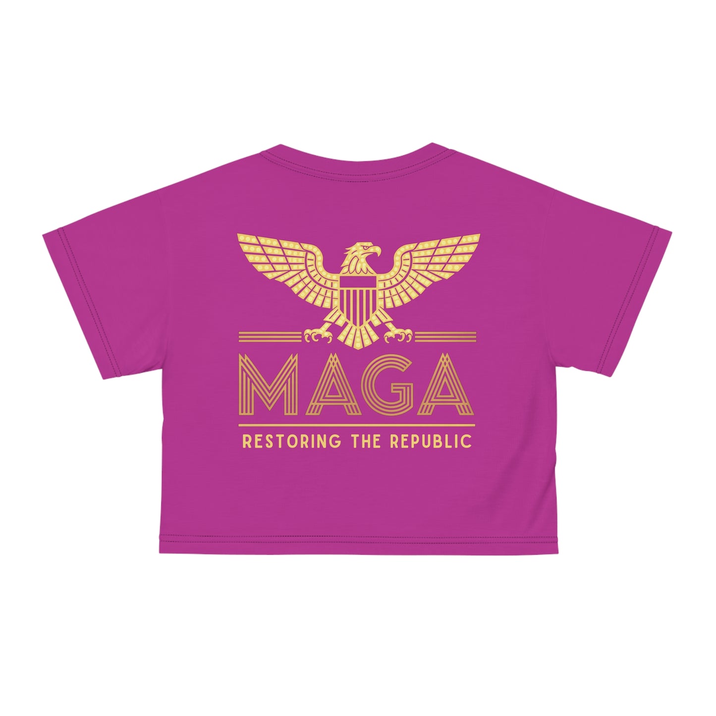 "MAGA - Restoring the Republic", Crop Tee (Prairie Foxglove Pink)