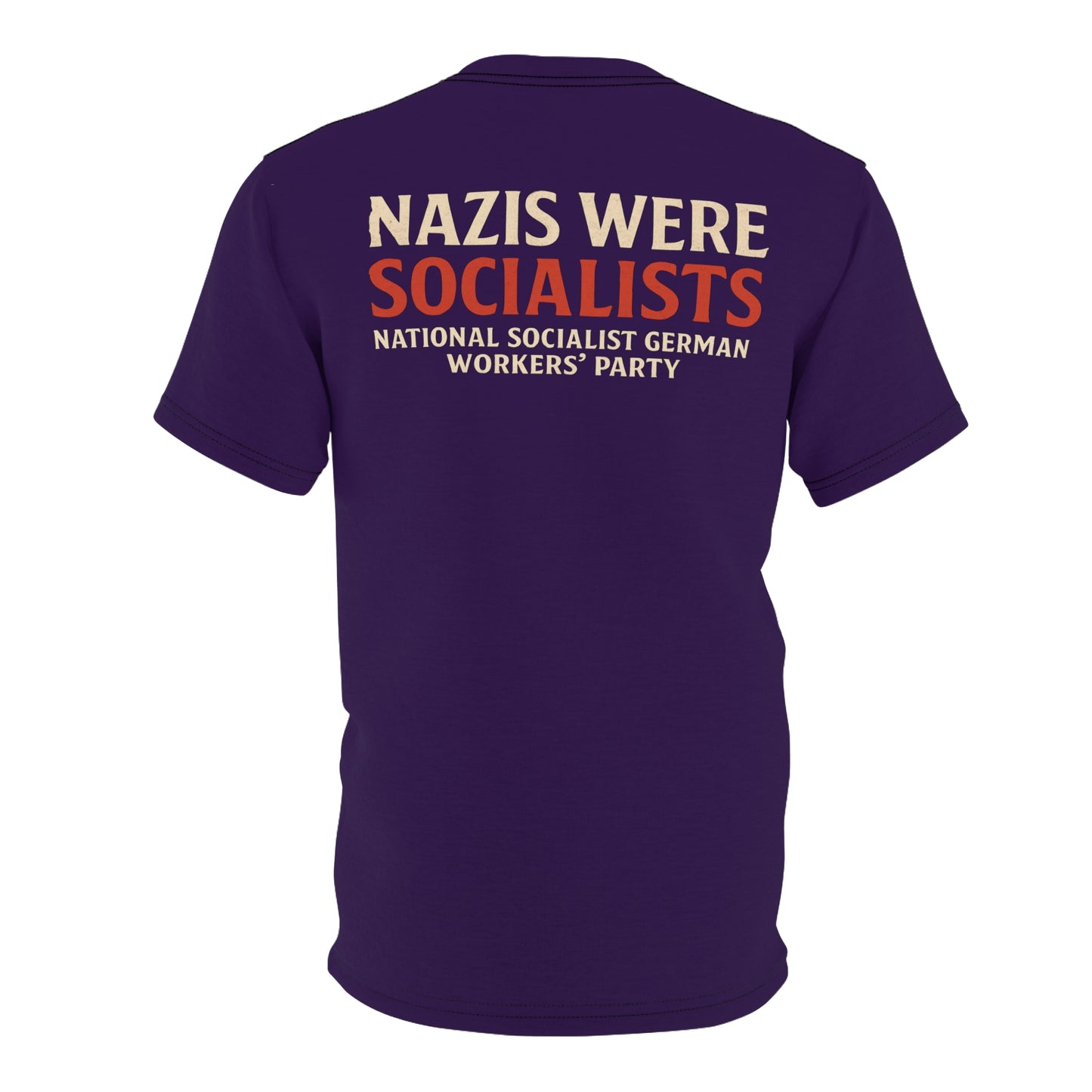 "Nazis were Socialists", Unisex T-shirt (Russian Violet)