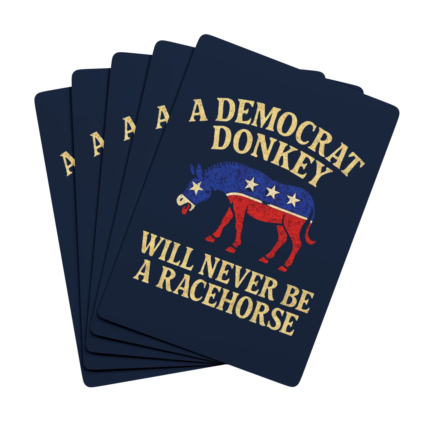 "A Democrat Donkey", Political Playing Cards (Dark Cambridge Blue)