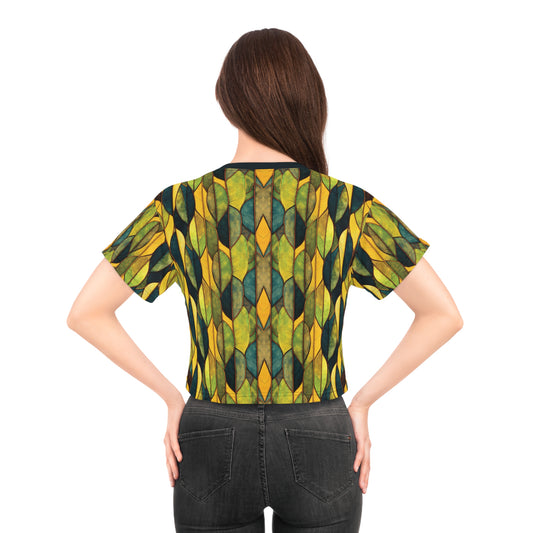 "Inner Grove", Crop Tee (Eucalyptus Green Collar)