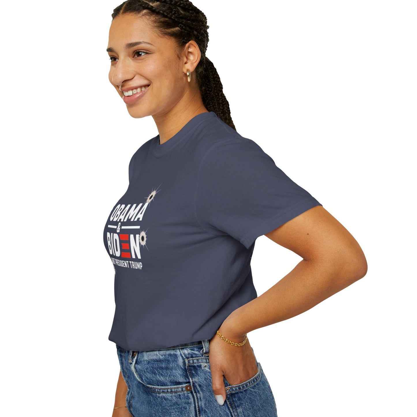 "Obama & Biden Shot President Trump", Unisex Black T-shirt