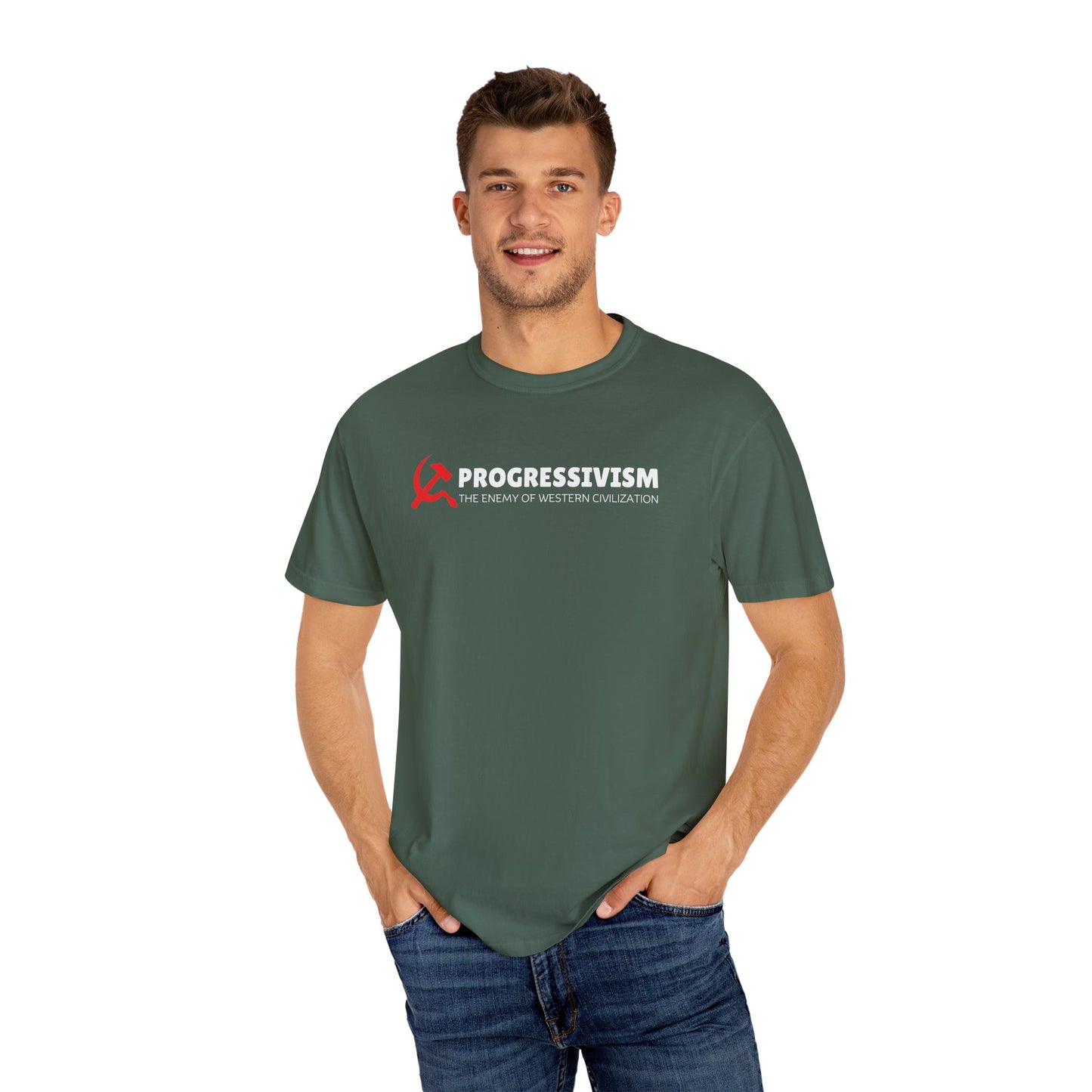 "Progressivism - Enemy of Western Civilization", Unisex T-shirt (Dark Colors)