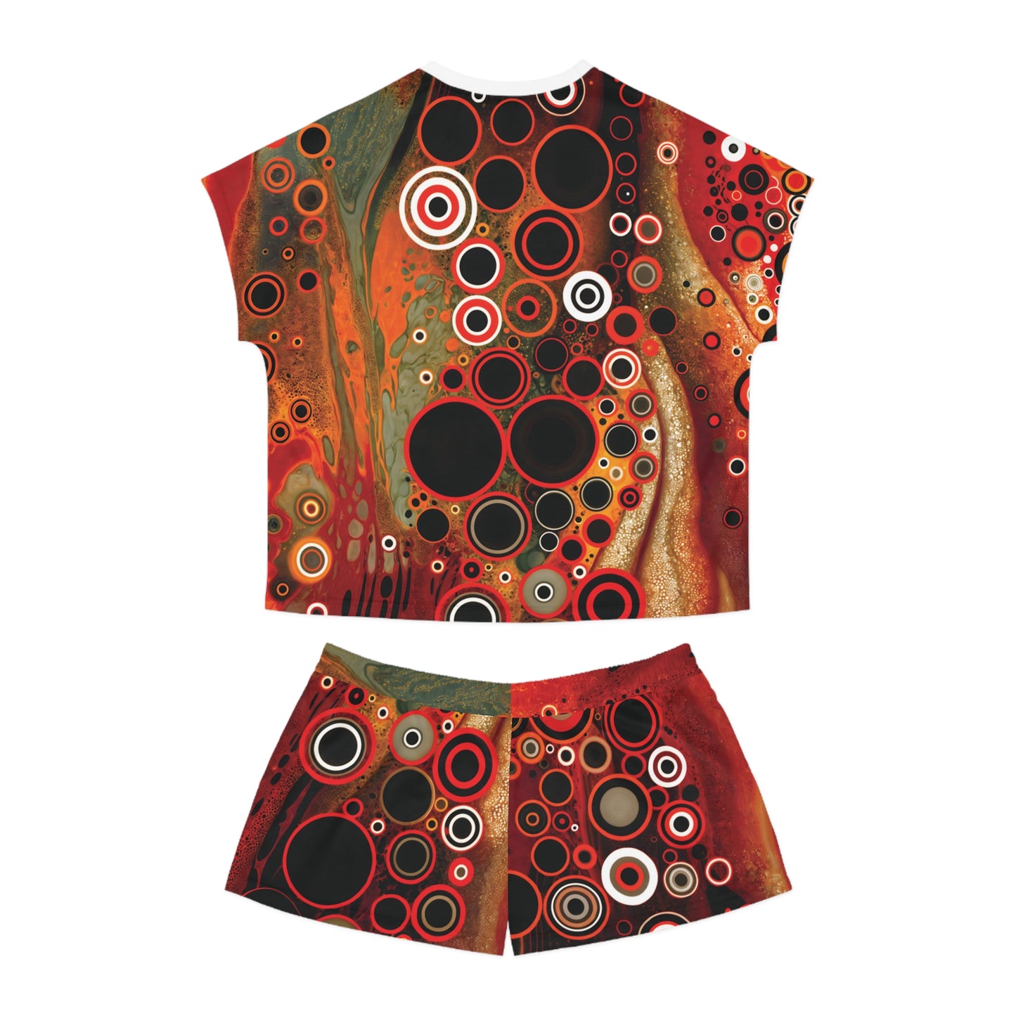 "Abstract #08", Women's Short Pajama Set (White or Black Collar)