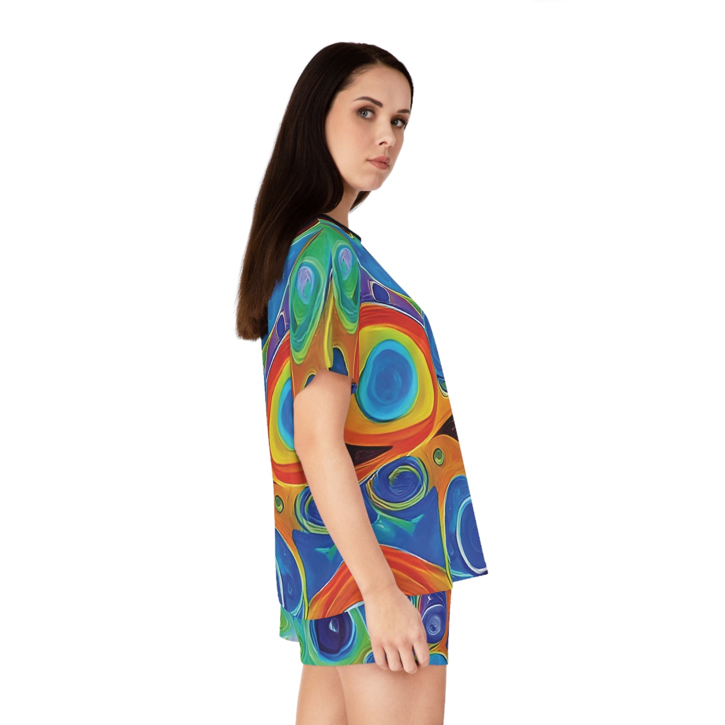 "Primordial Soup", Fine Art Women's Short Pajama Set (Black Collar)
