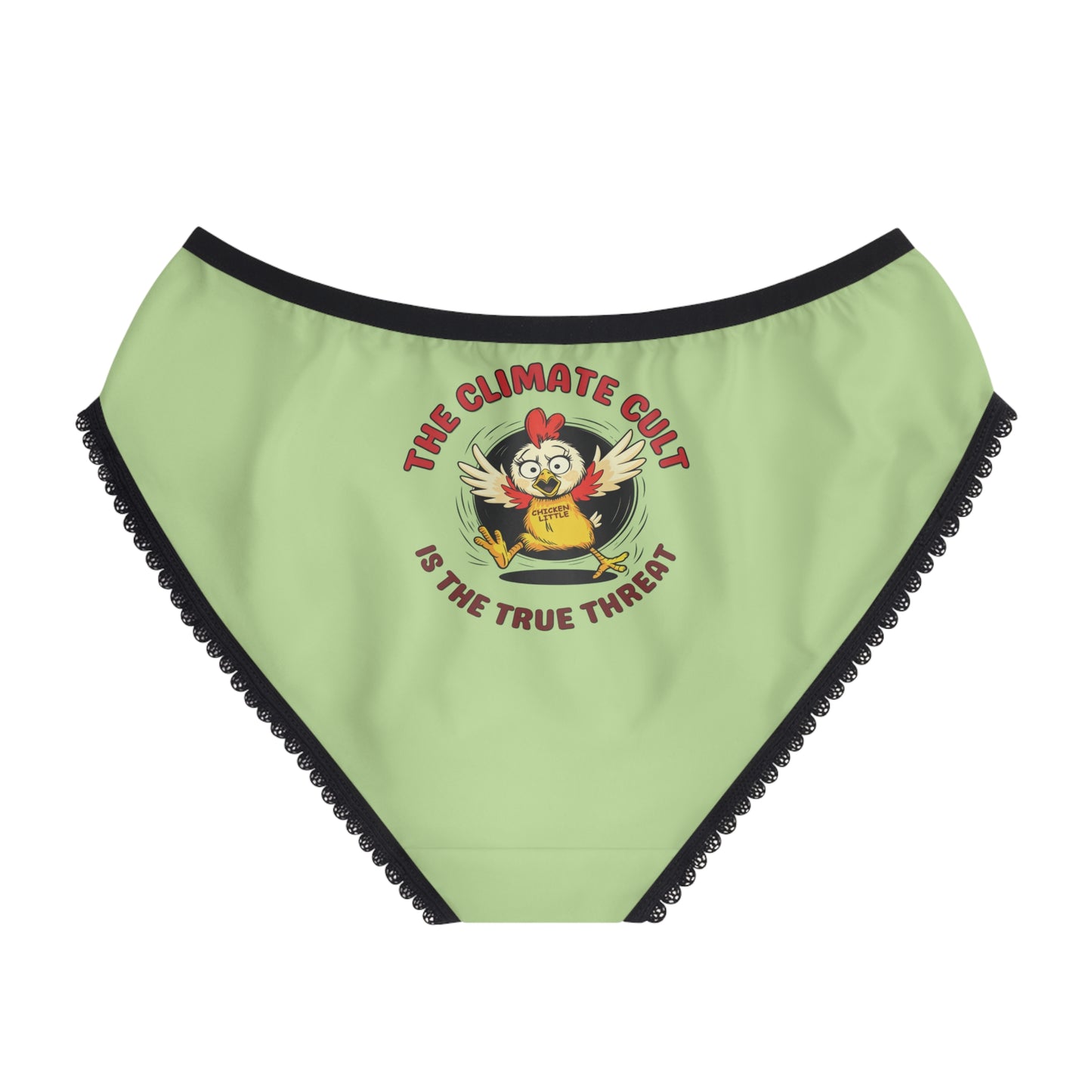 "The Climate Cult" (Chicken Little), Women's Briefs (Menthol Green)