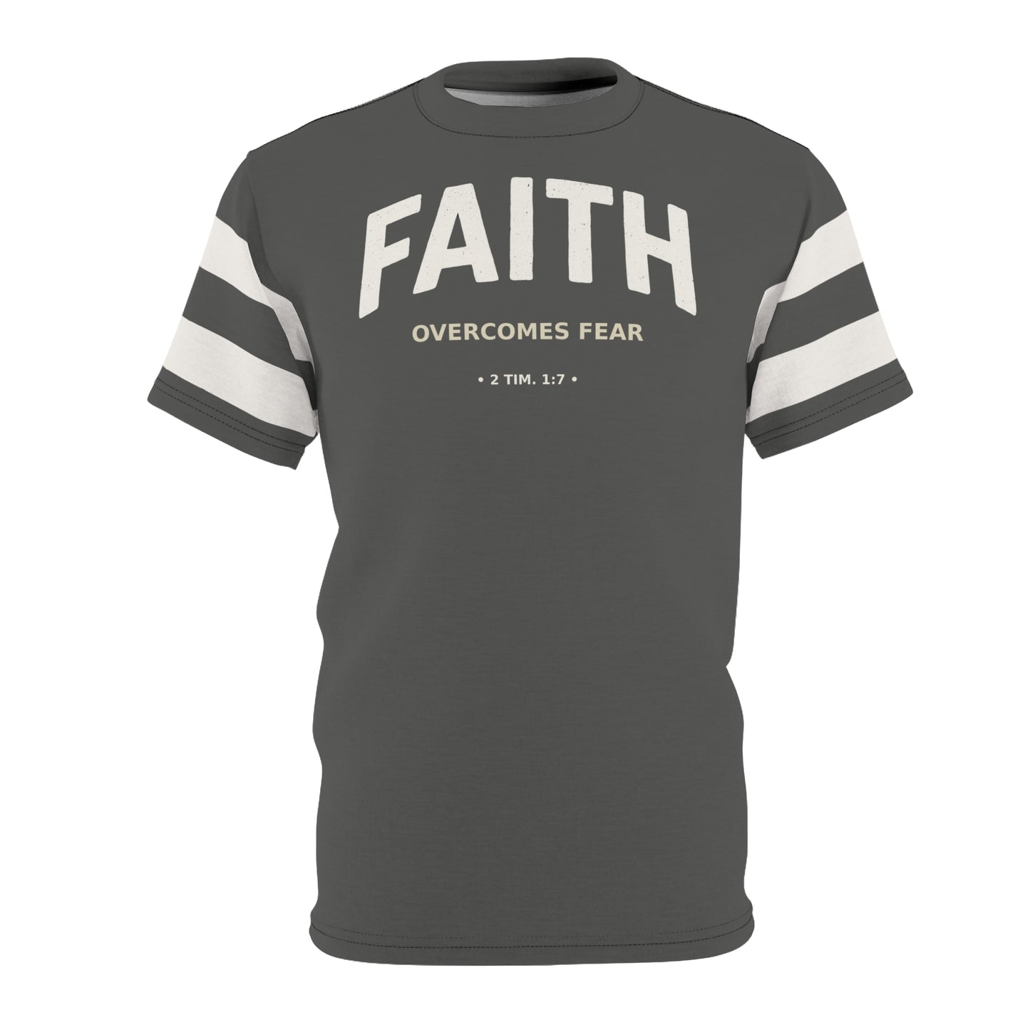 "Faith Overcomes Fear", Unisex Tee (Panzer Grey)