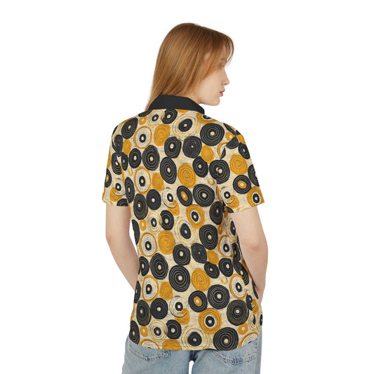 "Old 45's", Unisex Polo Shirt (70's Black Collar)