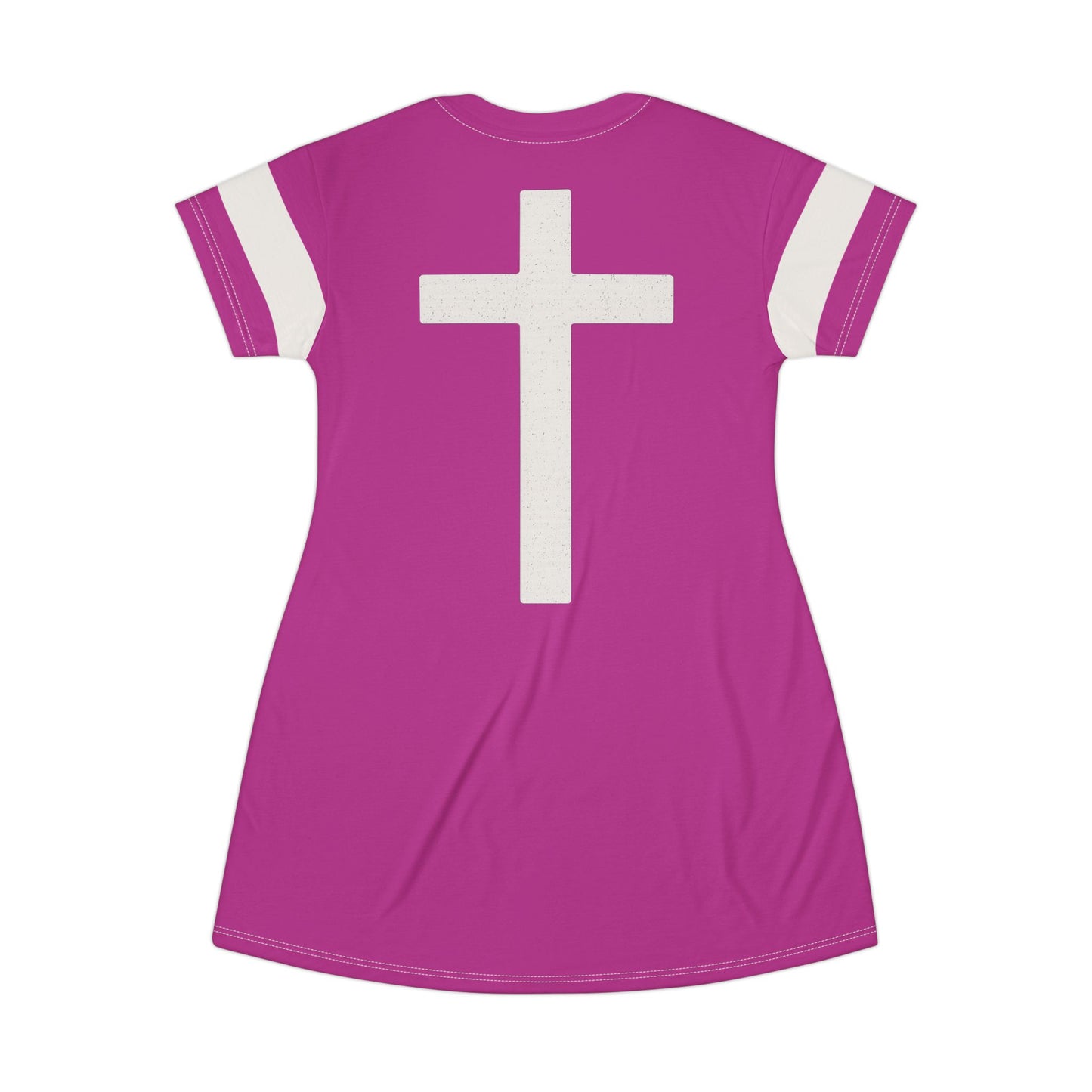 "Faith Overcomes Fear", T-Shirt Dress (Prairie Foxglove Pink)