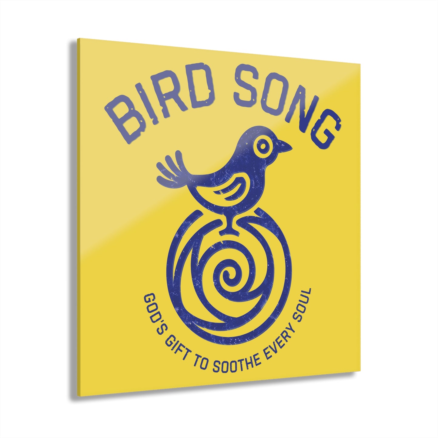 "Bird Song", Christian Acrylic Wall Prints (French Cleat Hanging) (Lady Finger Banana Yellow)