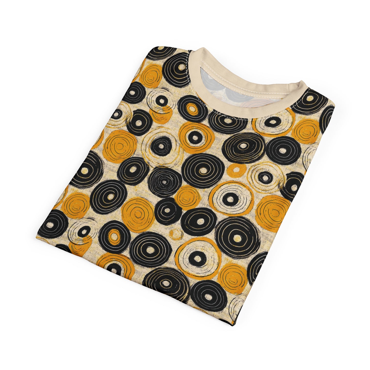 "Old 45's", Wearable Pattern Art Unisex Tee (Dough White Collar)