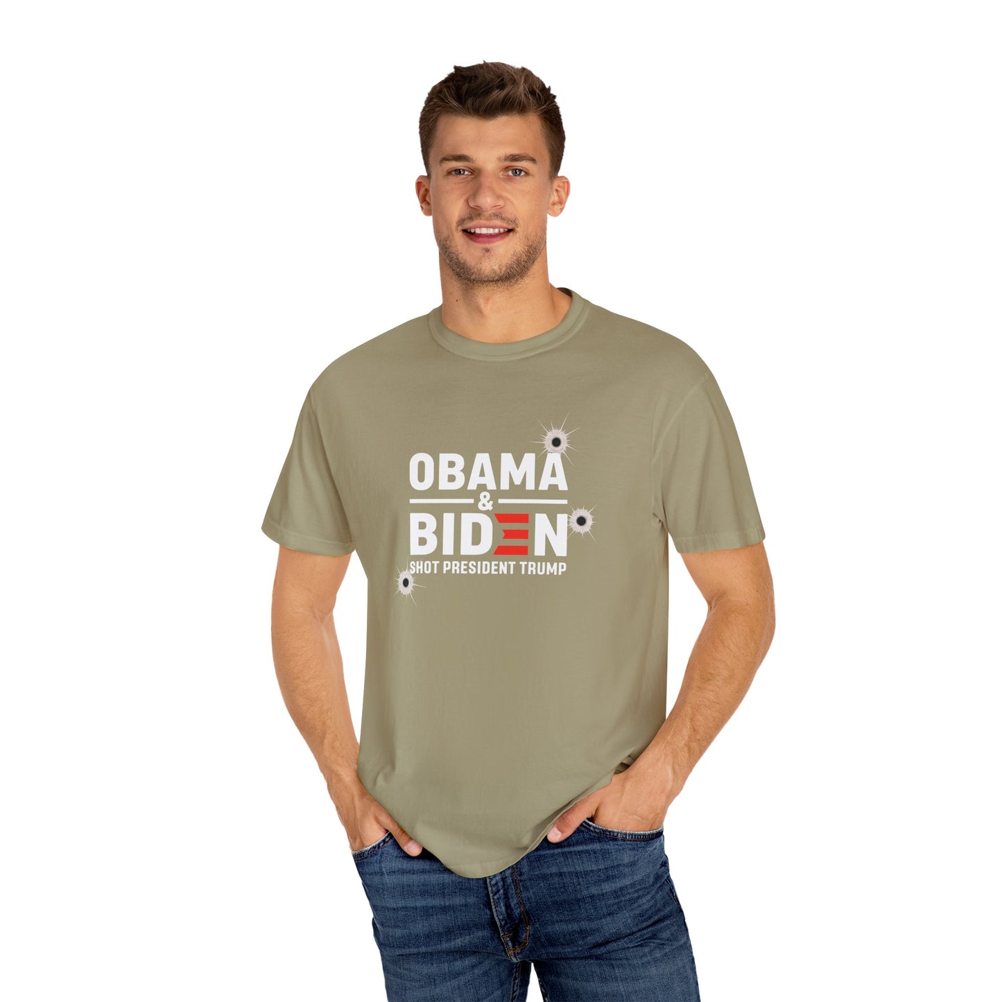 "Obama & Biden Shot President Trump", Unisex Black T-shirt