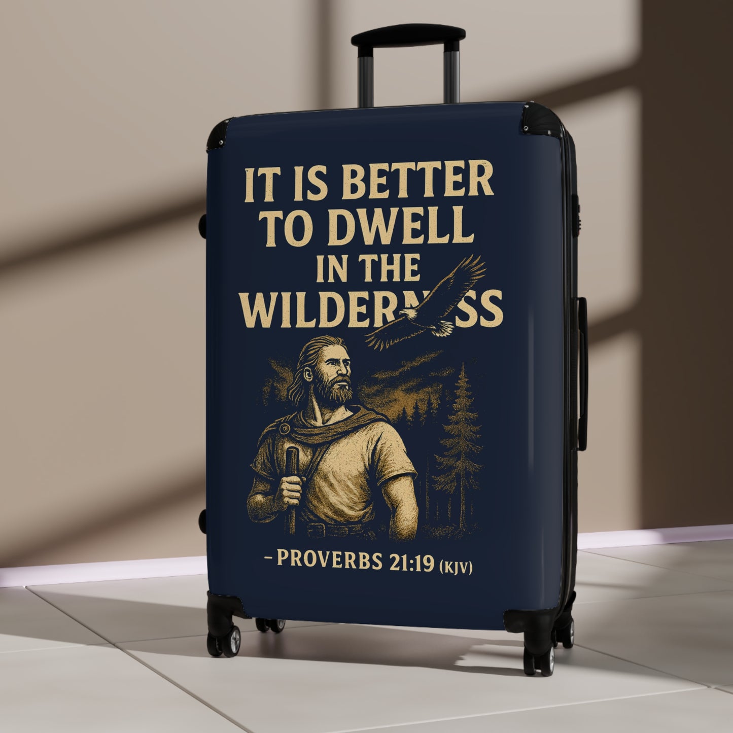 "Proverbs 21:19 (KJV), Suitcases (Dark Cambridge Blue)