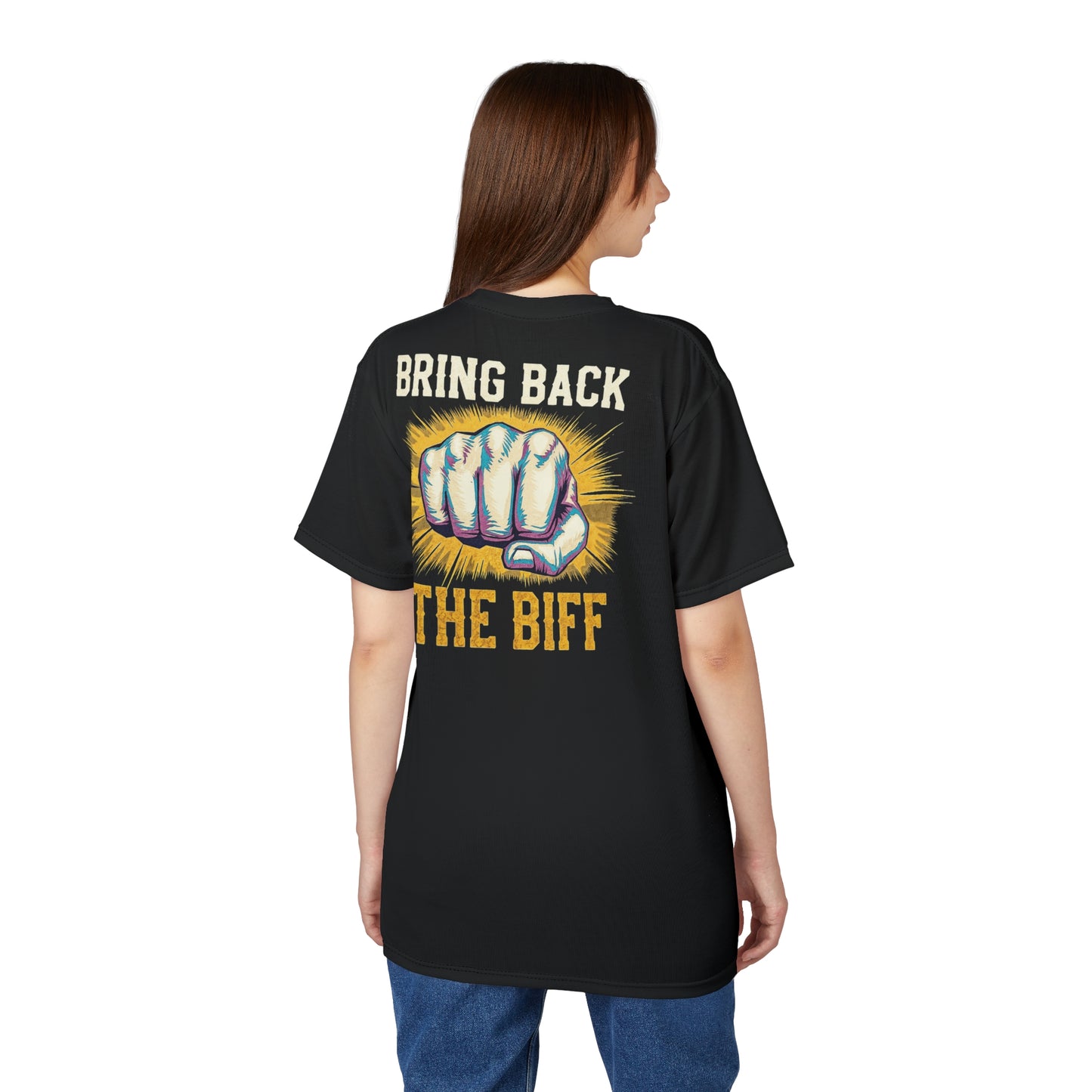 "Bring Back The Biff", Unisex T-shirt (Peatshadow Black)