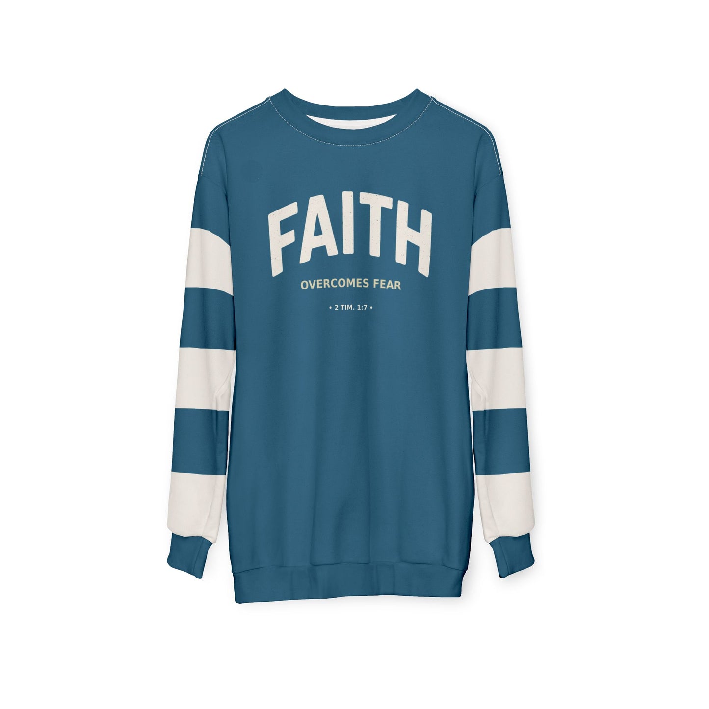 "Faith Overcomes Fear", Unisex Sweatshirt (Dark Cerulean Blue)