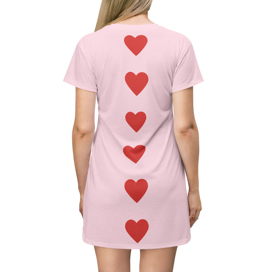 "Big Heart", T-Shirt Dress (Piggy Pink)