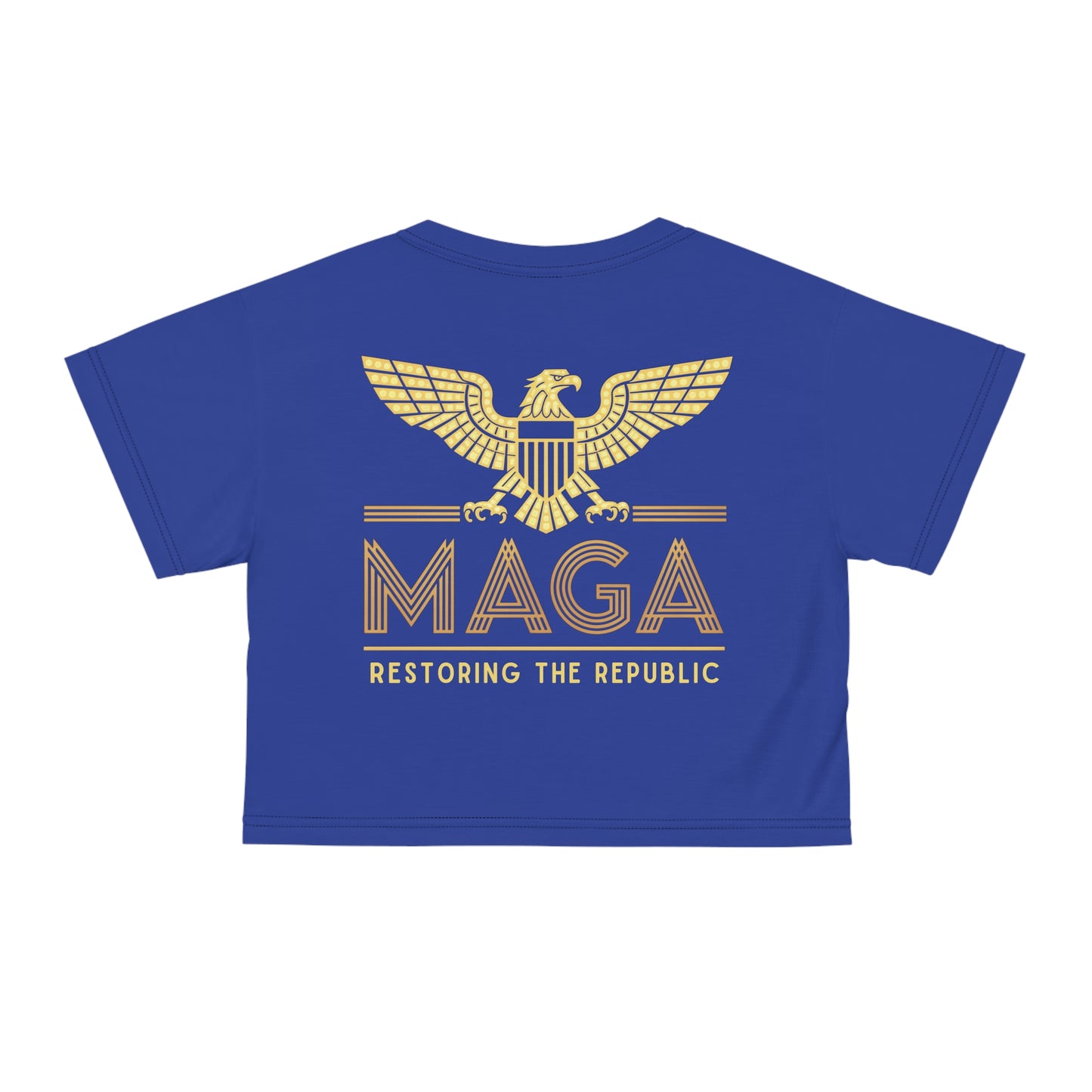 "MAGA - Restoring the Republic", Crop Tee (Patriot Blue)