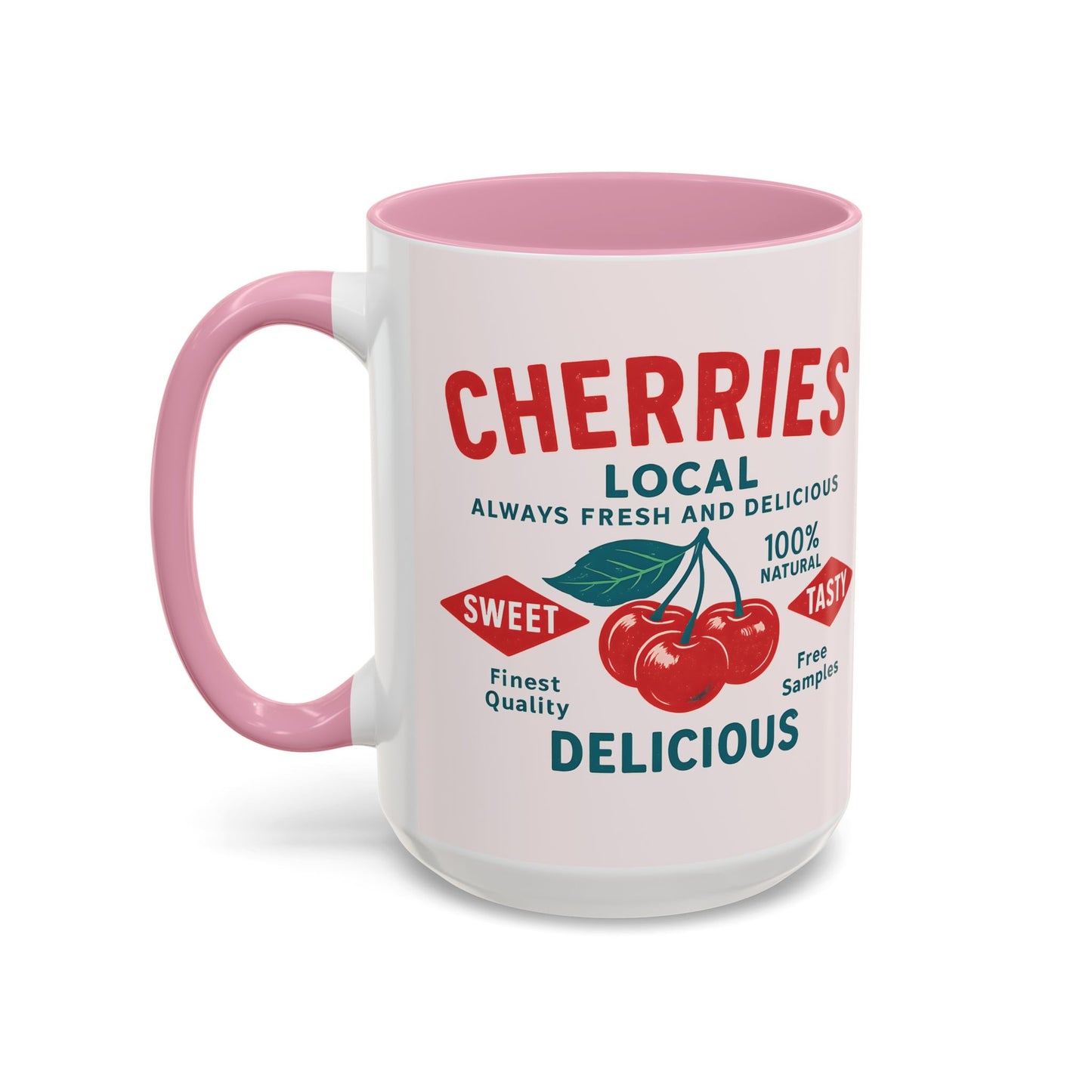 "Delicious Cherries", Colorful Mugs (11oz, 15oz) (Sea Salt Sherbet)