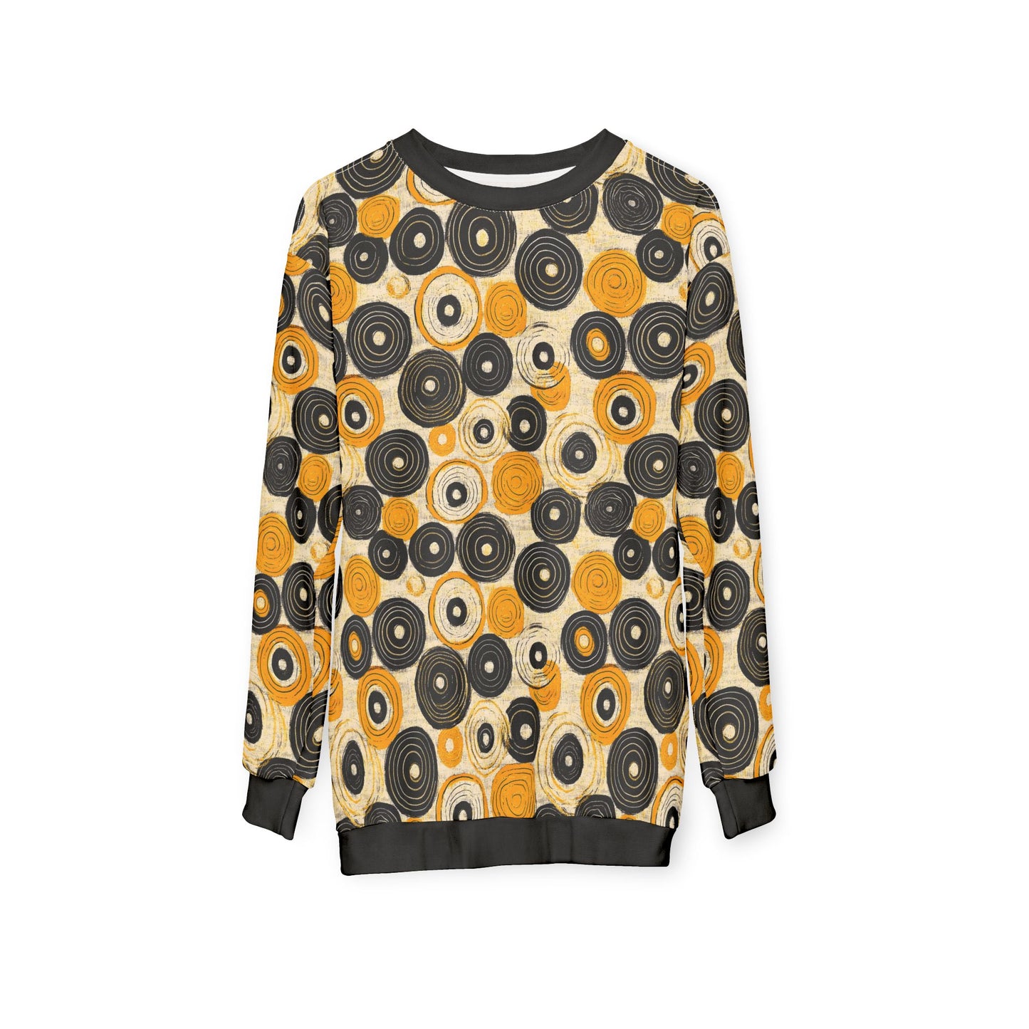 "Old 45's", Wearable Pattern Art Unisex Sweatshirt (70's Black Cuffs)