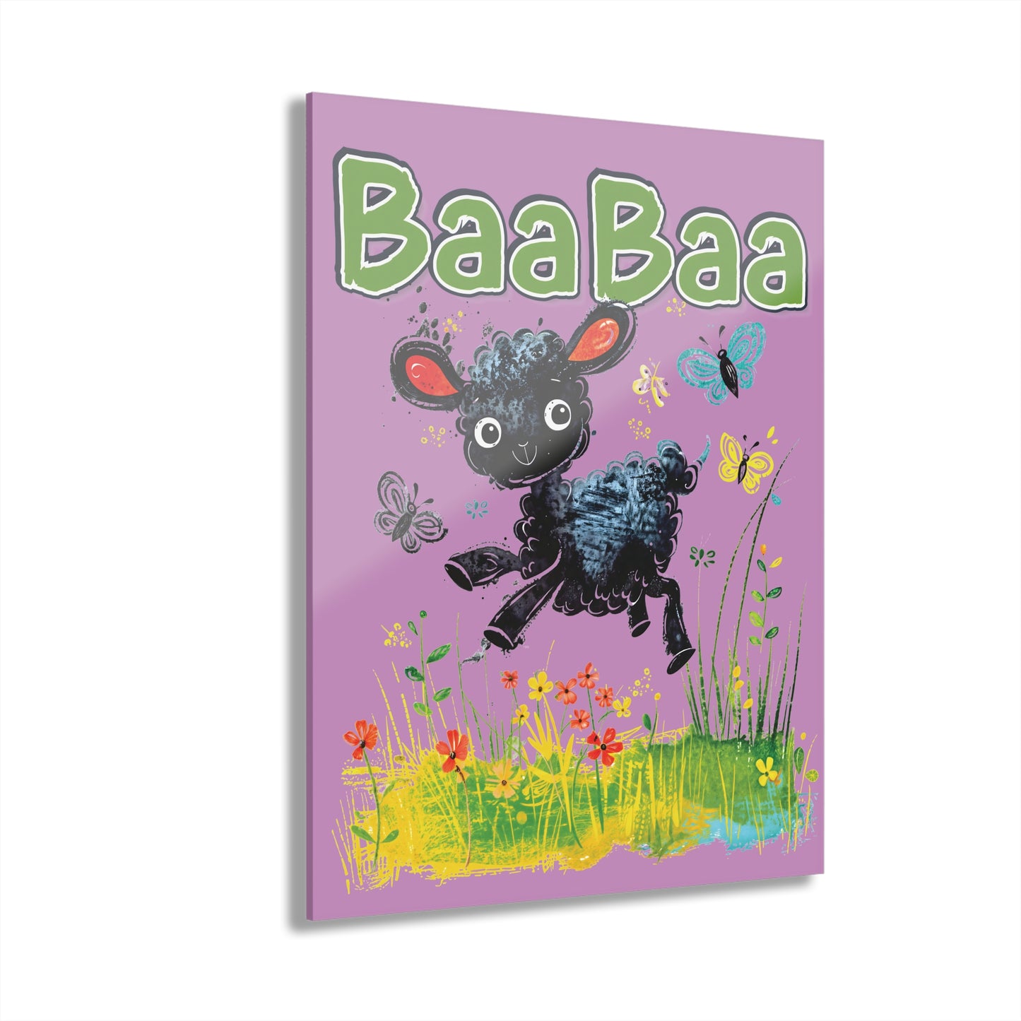 "Baa Baa Black Sheep", Acrylic Wall Prints (French Cleat Hanging) (Sanctified Petal)