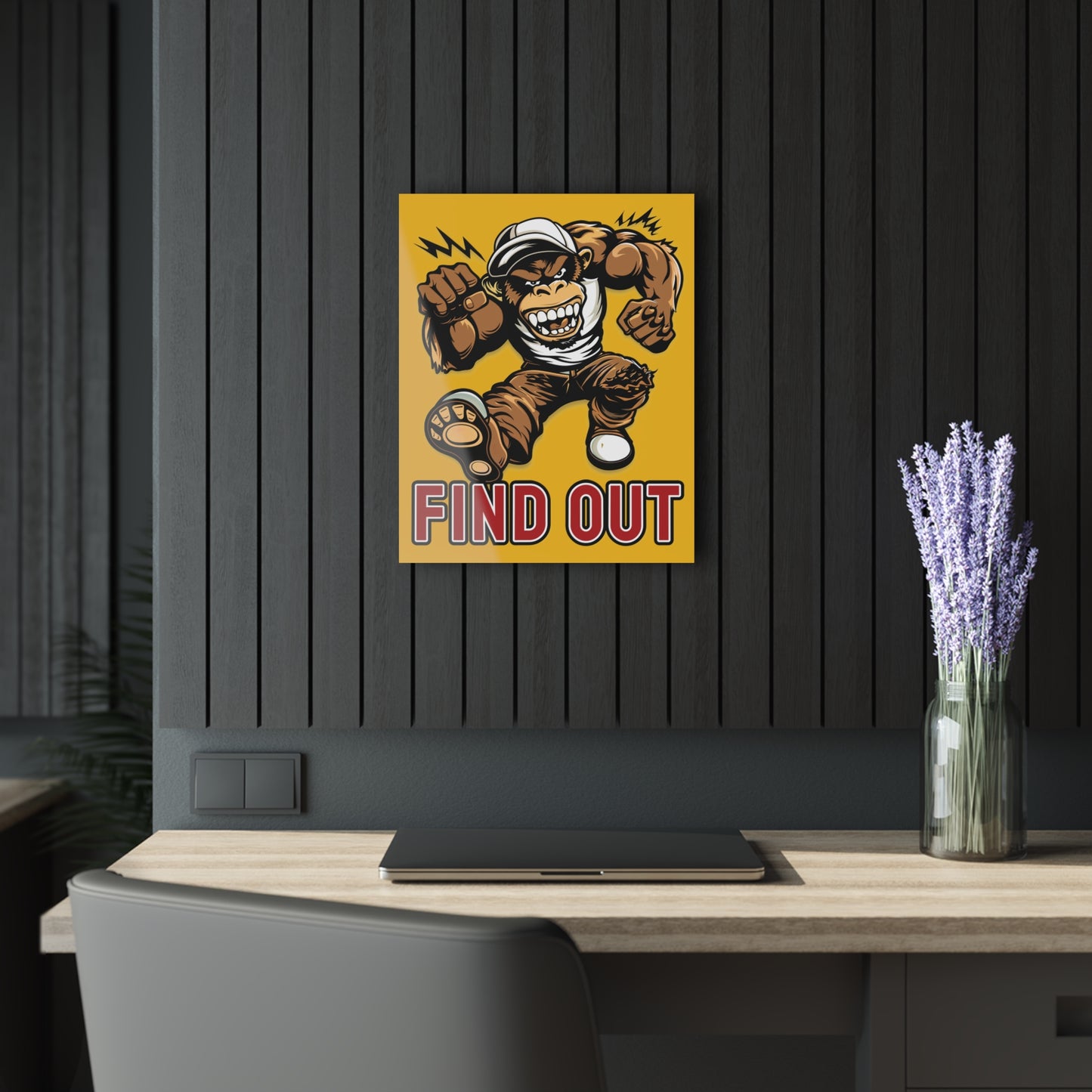 "Find Out", Acrylic Wall Prints (French Cleat Hanging) (Amber Yellow)