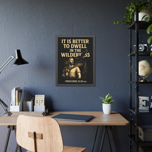 "Proverbs 21:19 (KJV)", Framed Paper Poster (Peatshadow Black)