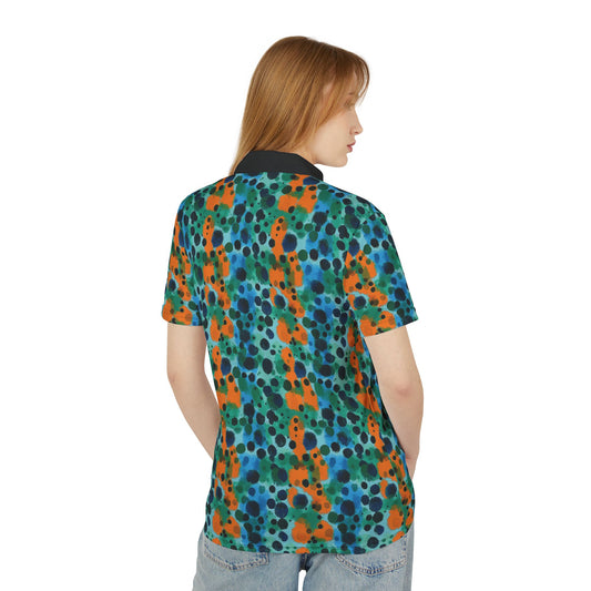 "Midnight Coral", Unisex Polo Shirt (Black Collar)