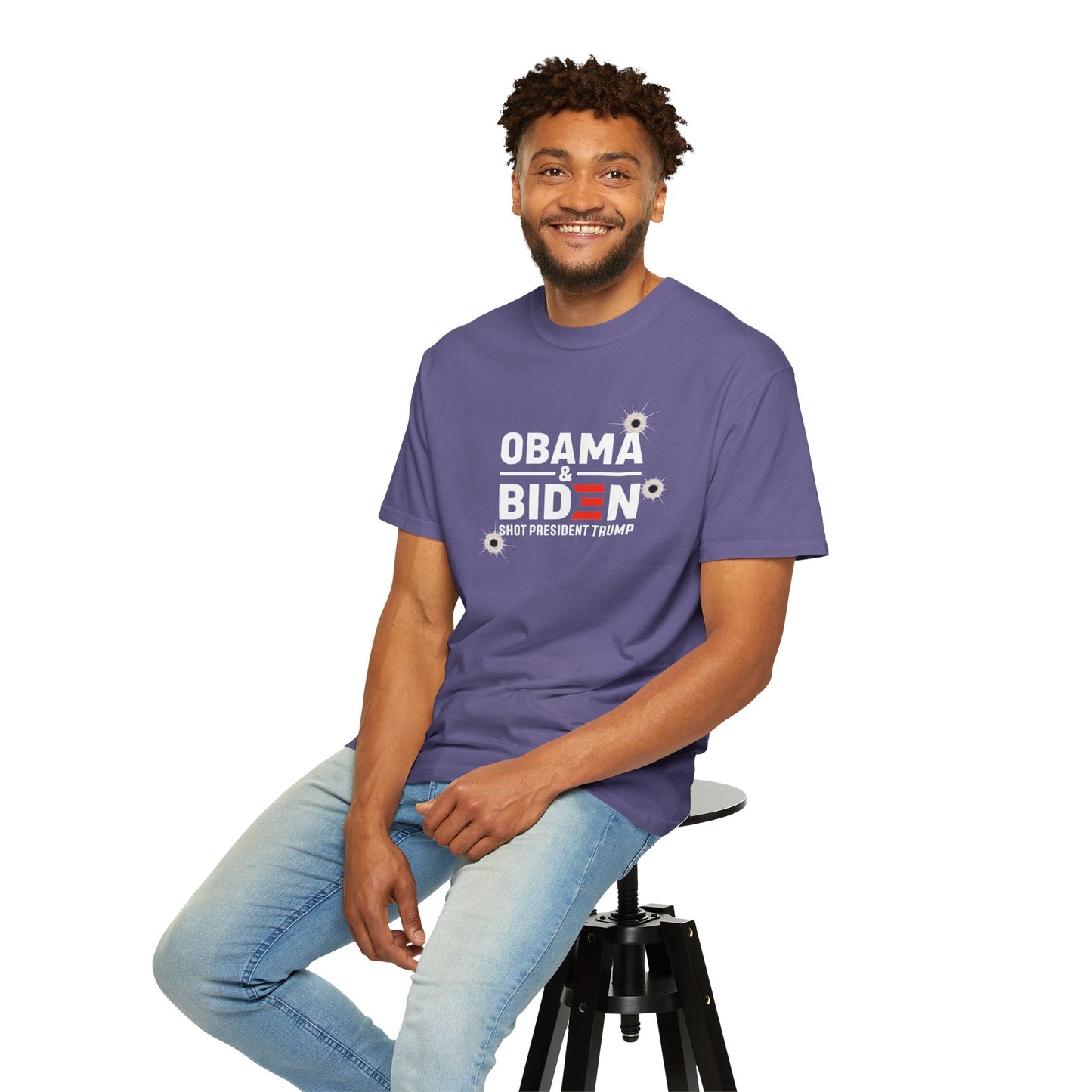 "Obama & Biden Shot President Trump", Unisex Black T-shirt