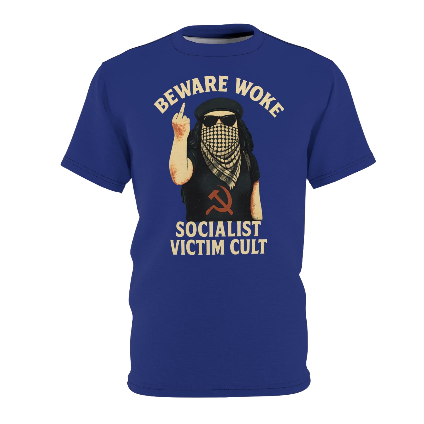 "Beware Woke - Voltaire", Wearable Art Unisex T-shirt (Twilight Blue)
