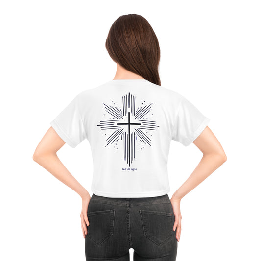 "see His signs", White Crop Tee
